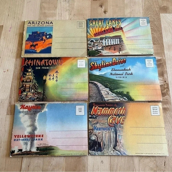 VTG Souvenir postcard folder lot Mammoth Skyline Arizona Chinatown Yellowstone - Picture 1 of 14